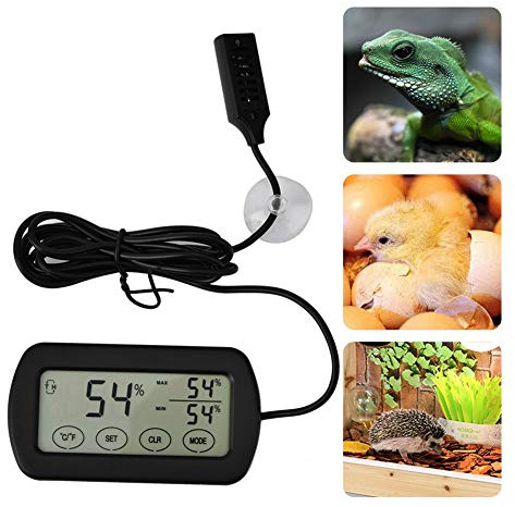 Tnfeeon Thermomètre, hygromètre, Affichage LCD numérique, thermomètre et hygromètre pour incubateur d'oeufs, réservoir de Reptiles, indicateur de température intérieure et d'humidité extérieure