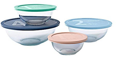 Pyrex Ensemble de bols mélangeurs avec couvercles pastel assortis