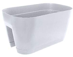 vasar Vaso Ovale da ringhiera in plastica con sottovaso MOD. Orlando Bianco cm 45