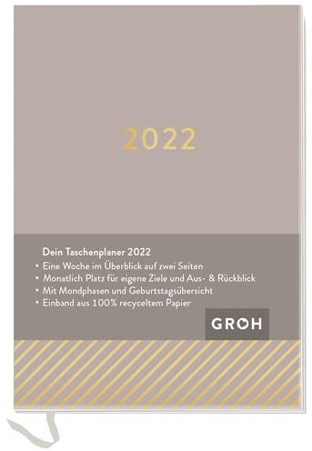 Taschenplaner 2022 (Streifen): Terminplaner a6 mit Wochenansicht, Ferienterminen, Jahresübersichten 2022/2023 und Mondphasen