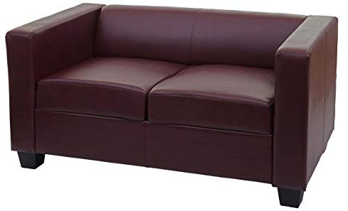 Mendler 2er Sofa Couch Loungesofa Lille - Kunstleder, rot-braun