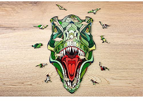 EWA Eco-Wood-Art - T-Rex - Farbige Holzpuzzle für Jugendliche und Erwachsene - DIY-Bausatz, Selbstmontage, kein Kleber erforderlich - 129 Stück