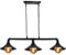 LEDSone Industrial 3 Way Pipe Pendant Lamp E27 Lamp Holder 22cm Black Cone Shade Ceiling Light Fixture with 95cm Adjustable Hanging Chandelier for Dining Room, Kitchen Island, Bar