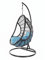 Kideo Komplettset: großer Hängesessel mit Gestell & Kissen, Korbsessel, Poly-Rattan, schwarz (Kissen: blau Chesterstepp (5050 SkyBlue), Korb & Gestell: schwarz)
