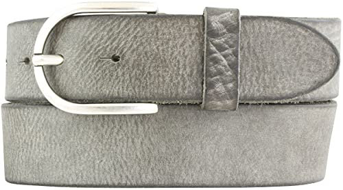 BELTINGER Damen-Gürtel aus weichem Vollrindleder Vintage-Look 4 cm | Jeans-Gürtel für Damen 40mm | Ledergürtel Used-Look | Dunkelgrau 120cm