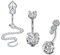 AceFun Silberne Bauchnabelpiercing Ring Dangle Snake 14G 1,6 mm Chirurgenstahl Bauchstangen Doppeltes Glänzendes Herz Zirkonia Antiallergisch Hantelring Bauchnabelringe Baumeln für Frauen 3 Stile