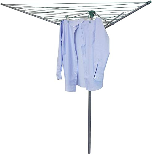 myAIMS Rotary 30m 3 Arms Garden Washing Line Clothes Airer Dryer Pole Powder Coated Steel Folding Laundry outdoor Support prop Airer Tree umbrella system