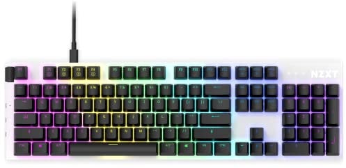 NZXT Function Mechanische PC Gaming Tastatur - beleuchtet - lineare RGB Schalter - MX kompatible Schalter - Hot Swap - robustes Aluminium Cover - Mechanical Gaming Keyboard-EN (QWERTY) Weiß