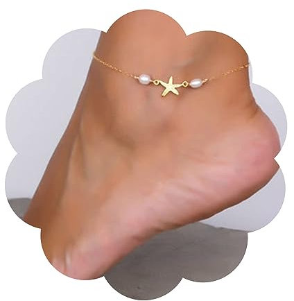 Aneneiceera Boho Seestern Fußkettchen Kette Winzige Gold Perle Knöchel Perle Armband Sommer Strand Fußkette Hochzeit Schmuck Für Frauen Und Mädchen