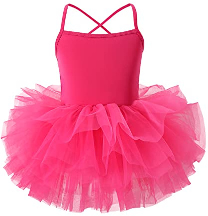 Toddler Girls Ballet Skirted Leotards Strap Tutu Dress Ballerina Outfits for Dance Hot Pink 2-4t