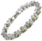 Rizilia Blumen-Tennisarmband Damen | 18K Weißgold Plattiert mit Runden Zirkonia-Steinen (Simulierter Peridot) | 18 cm | Elegantes Schmuckgeschenk für Sie