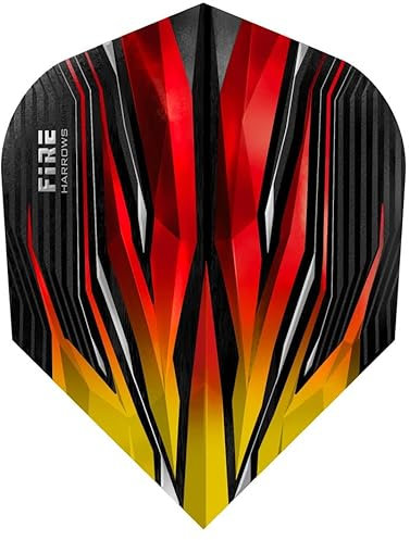 Harrows Darts Flights Fire Flame Dartflights 1-3-5-10 Set Plus optionale Thor Flights, erhältlich in blau, rot, grün oder zweifarbig Gel-rot (1 Set, zweifarbig gelb-rot)