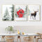 Martin Kench 3er Weihnachts-Poster Set, Winter-Schneelandschaft Bilder, Elch, Holzhaus, Wald Wandkunst Wandbilder Modern Wanddeko für Wohnkultur, ohne Rahmen (A,30x40cm)