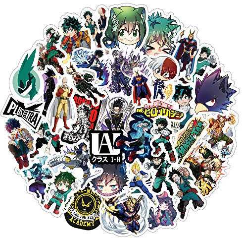 50 Stück My Hero Academia Anime Aufkleber für Laptop, Stoßstange, Skateboard, Wasserflaschen, Computer, Telefon, Anime Aufkleber Pack für Kinder/Jugendliche