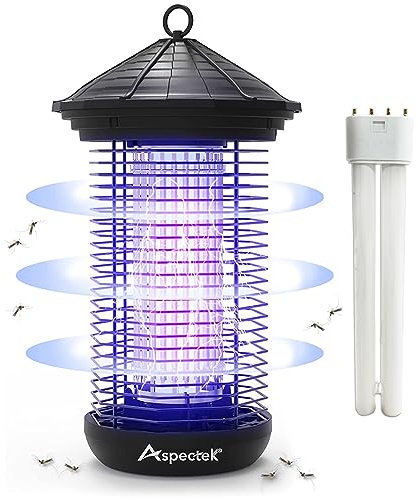 ASPECTEK Elektrischer Insektenvernichter – 20 W UV-Mückenfalle. Effektiver Schutz vor Mücken und Fliegen, IPX4 wasserdicht, ungiftig, geruchlos für drinnen und draußen. Mit Lichtröhre.