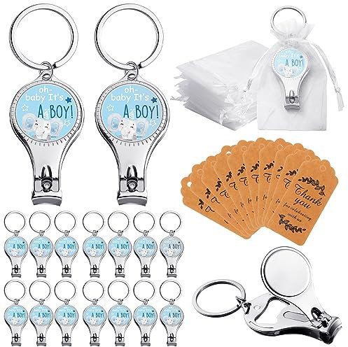 Lanties 50 Sets Flaschenöffner, Babyparty-Rückgabe Gastgeschenke für Gäste, Nagelknipser, Flaschenöffner, Dekorationen mit Dankeschön-Etiketten, Organza-Beutel für Babyparty, Geschlechtsparty