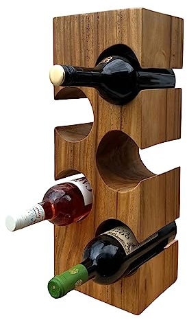 FaHome Weinregal Massiv Holz (50/70/100x27x18) Freistehender Weinhalter massivholz Flaschenhalter Natur (5-Flaschen 50x27x18cm)