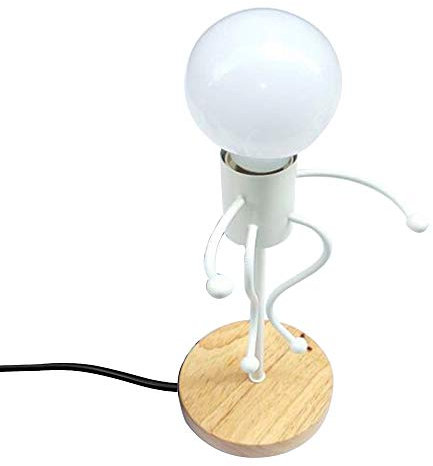 Mengjay Roboter Schreibtischlampe Kreative Metall Nachtlicht Home Room Decoration Tischlampen für Geschenk,E27 Modern Nachttischlampe,Kinderzimmer Büro Wohnzimmer dekorative Beleuchtung (Weiß)