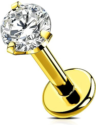 OUFER Threadless Labret Stud Gold 6/8/10/12mm Push-In Lip Bars Titan Helix Tragus Ohrringe Schmuck 16G