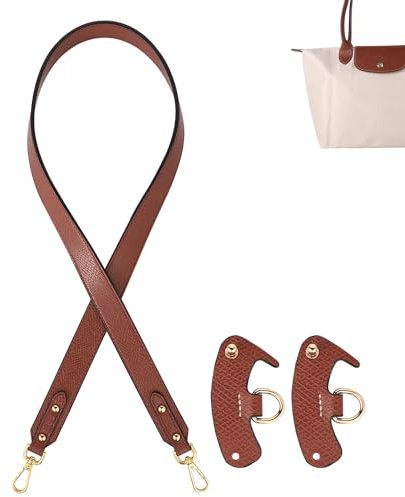 Taschengurt für Longchamp, Ersatzarmband aus Echtem Leder mit 2 Stanzfreien Adaptern, Verstellbares Ersatzarmband für Le PLIAGE, Riemenzubehör für Kleine und Mittlere Taschen