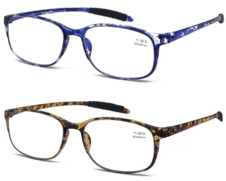Mcoorn Lesebrille Flexibel Leicht Schildpatt für Damen mit Etui, Lesehilfe Computer Anti Blau, Dioptrien +2,75