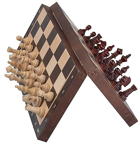 Professionelles Tournament Magnetschach Set NO. 4 | Master Of Chess | Wenge Schachbrett 38 x38 cm | Reiseschach magnetisch Staunton-Steine und Holz Schach Brett Kinder und Erwachsene