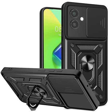 ESTH® Coque pour Samsung Galaxy A05 avec Lentille Coulissante Couverture et Support Rotatif, Anti-Chute Étui Housse Compatible avec Support De Voiture Magnétique, Noir
