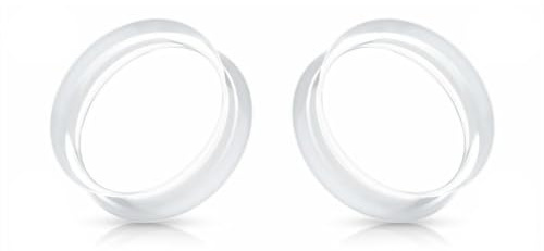 So Scene Ultra Thin Silicone Ear Gauges Ear Skin Flesh Tunnels for Stretched Ears Sold in Pairs (10mm-00G, Clear)