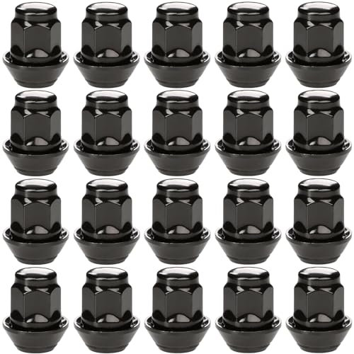 GAsupply 20pcs M12x1.5 Floating Washers Tapered Seat Alloy Wheel Nuts with 19 Hex, Compatible with Most Ford Focus Fiesta Fusion Escort Mondeo Kuga C-max, Closed End Lug Nuts (Black)