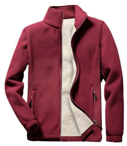 Jamron Uomo Taglie Forti Inverno Giacca in Pile con Cerniera Calde Giacche in Felpa con Colletto e Tasche con Zip (S-6XL)