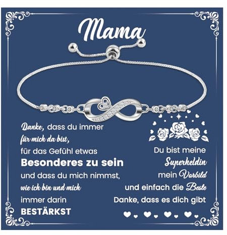 CheersLife Muttertagsgeschenke für Mama, Schmuck Infinity Damen Armband Silber,Geburtstag Weihnachten Muttertagsgeschenk für Mutter von Tochter Sohn Armband Beste Mama Geschenk