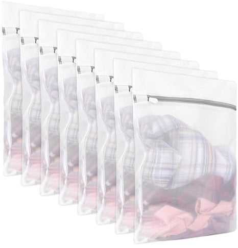 8 Pack Washable Laundry Bags for Large, Mesh Wash Bags Zipper Mesh Laundry Bag for Washing Machine Delicates Travel Laundry Bags for Lingerie Sock Bra Pants Shoes Mask Underwear Garment (16 x 12 Inch)