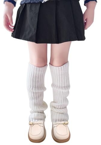Ewanda store Leg Warmers for Kids Junior Girls Sock Sleeves Knitted Winter Leg Warmers for Yoga Ballet Dance Sports,White