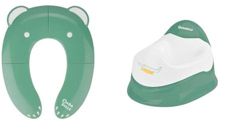 Badabulle Réducteur de toilettes pliable en 4, Antidérapant et Universel, Idéal pour voyager & Pot d'apprentissage avec cuvette ergonomique amovible, Facile à nettoyer, 4 pieds antidérapants
