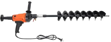SABUIDDS Garten Erdbohrer Lang,Erdbohrer Elektrisch für Bohrmaschine,Schnecken Spiralbohrer für Parks,Gärten,Höfen(inkl. Erdbohrer Ø120mm, Bohrtiefe 80cm, ohne Akku) (Orange, Double Leaf Drill Bits)