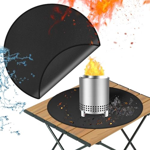 TOHONFOO Tapis de brasero de 61 cm pour poêle Solo Mesa XL, tapis de foyer de table ignifuge, 3 couches pour barbecue extérieur pour protéger la table de barbecue, accessoires Mesa