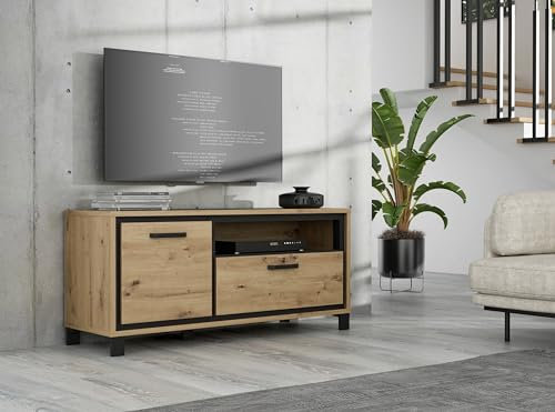 möbelando TV-Board >Trondheim< in schwarz,braun - 131,4x58,9x41,5cm (BxHxT)