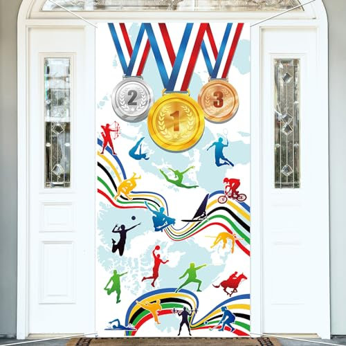 DPKOW Porte Bannière des Jeux de France 2024 Décorations, Bannière de Jeux de 2024 Décorations Compétition Sportive Internationale d'été 2024, Grande bannière de 2024 en Tissu, 90 * 185cm