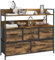 HOMCOM Bedroom Chest of Drawers, Fabric Dresser with 5 Drawers, Storage Organiser Unit with Open Shelves and Metal Frame for Living Room, Entryway, Rustic Brown