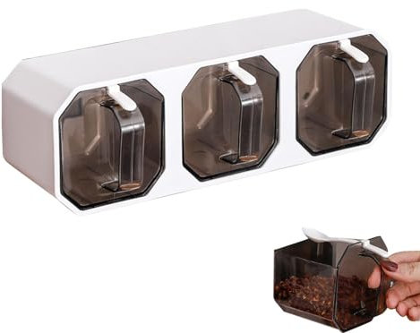 Nuyhadds Vertical Seasoning Shelf - PP Seasoning Shelf, Condiment Vessels | Space Saving Flavor Box with Scoop, Sticking Transparent Drawer Condiment Vessels Shelf, Kitchen Storage Holder for Home