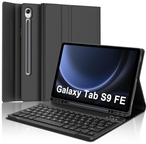 Funda Teclado para Samsung Galaxy Tab S10 FE 2025/S9 FE 10.9/S9 11 2023 | Keyboard QWERTY Español Ñ, Bluetooth Magnético Desmontable Teclado Capa con Soporte para Lápiz, Negro