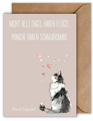 WBdesignz Trauer Karte Haustier mit Umschlag - einfühlsame Trauerkarte “Katzenherz” mit Spruch Besinnliche Beileidskarte für Katze aufrichtige Kondolenzkarte Beileid Tier Anteilnahme (DIN A6)