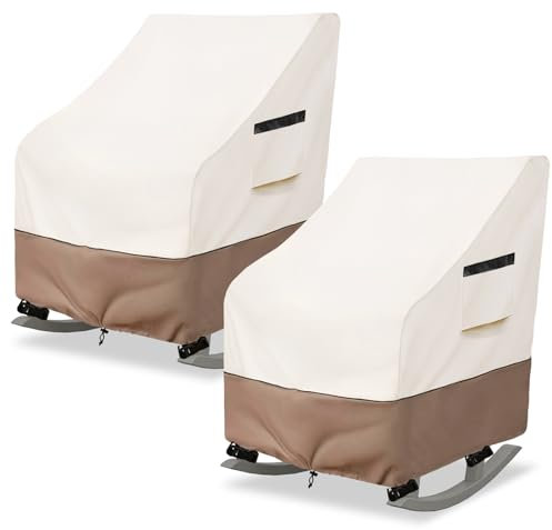 Krismile Outdoor-Schaukelstuhl-Abdeckung, strapazierfähig, wasserdicht, für Terrassen-Schaukelstühle, für 86 cm D x 69 cm B x 114 cm H Präsidentschafts-Schaukelstuhl (Beige, nur Bezug)