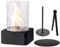 Chimenea redonda de mesa portátil, chimenea de bioetanol sin deducción, chimenea de bioetanol de mesa con piedras decorativas para mesa, hogar, cocina, salón, jardín (negro)