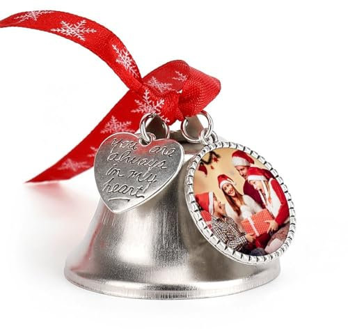 CCZUIML Personalisiertes Weihnachtsglockenornament, 2024 personalisierte Weihnachtsschmuckgeschenke, personalisierter Weihnachtsbaumschmuck mit Bildern, Bildtext, Weihnachtsbaumschmuck