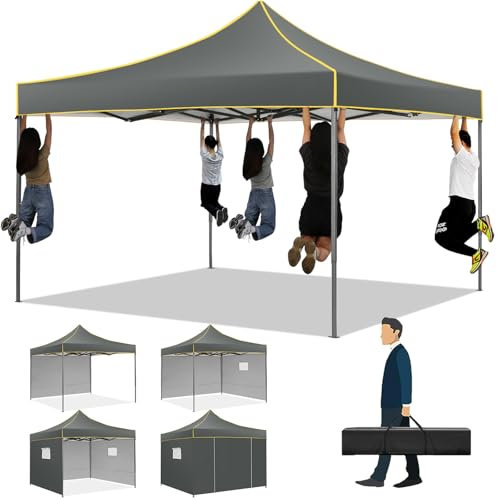 COBIZI Faltpavillon 3x3 Wasserdicht Stabil Winterfest mit 4 Seitenwänden, Anti-Moskito Popup Pavillon Partyzelt Faltzelt UV Schutz 50+ mit Tasche für Strand Hochzeit Camping（Verdickter Rahmen）