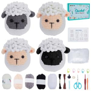 FREEBLOSS Häkelset für Anfänger Schafe Häkelset für Tiere Crochet Set Häkeln für Anfänger Set Häkel Starter Set Häkelsets für Erwachsene mit Schritt Für Schritt Videoanleitungen