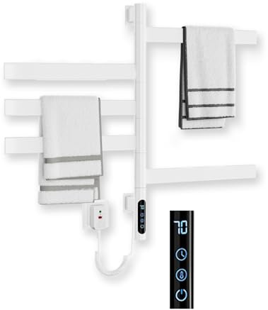 Usknxiu Handtuchheizkörper Elektrisch Handtuchtrockner Elektrisch Handtuchwärmer Elektrisch Handtuch Heizkörper Bad Elektrisch, 180° Drehung, Wasserdicht, Auslaufschutz, 230V,Weiß