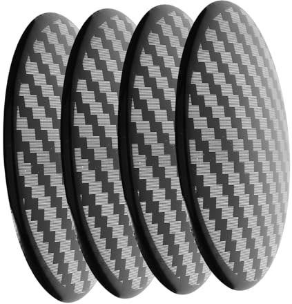 SWOOMEY 4 Stück Auto Radnabenaufkleber 56mm Schwarz Carbon Faser Look Langlebig Passend Dekoration Für Verschiedene Automodelle