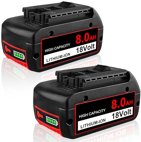 8.0Ah/8000mAh GBA Li-Ion Ersatzakku für Bosch Akku 18V, Kompatibel mit Bosch 18V BAT618 BAT618G BAT609 BAT609G BAT619 BAT619G BAT610G BAT610 BAT618 BAT612 BAT622 Akku Werkzeugen (2PCS_8AH)